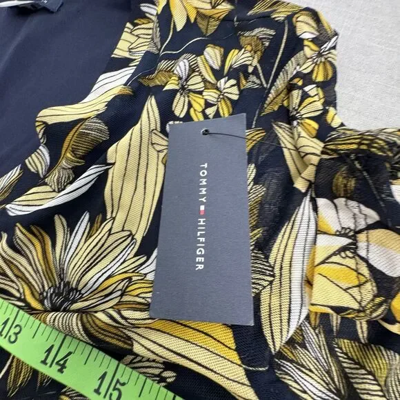 Women's Tommy Hilfiger Navy Yellow Flower Long Sleeve Dress Wrap V Size 10 NEW - Picture 10 of 10